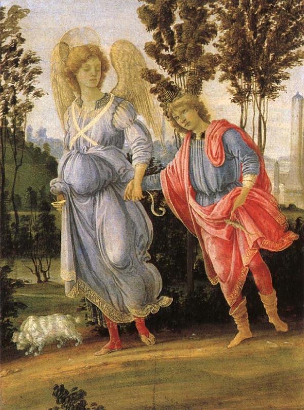 Filippino Lippi Tobias and angeln, probably oil painting image